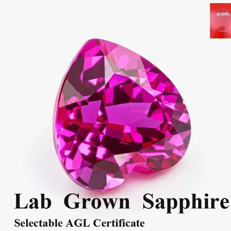 

Lab Grown Sapphire Heart Shape Hot Pink Color Stone For Charms Diy Jewelry Making Necklace Earrings Optional Certificate AGLific