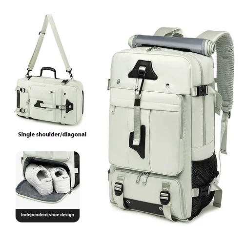 Imagen 2 del producto Bolsa de viaje de gran capacidad de 55L para hombre, maleta para portátil de 15,6 pulgadas, mochila multifunción impermeable, bolsas para acampar al aire libre