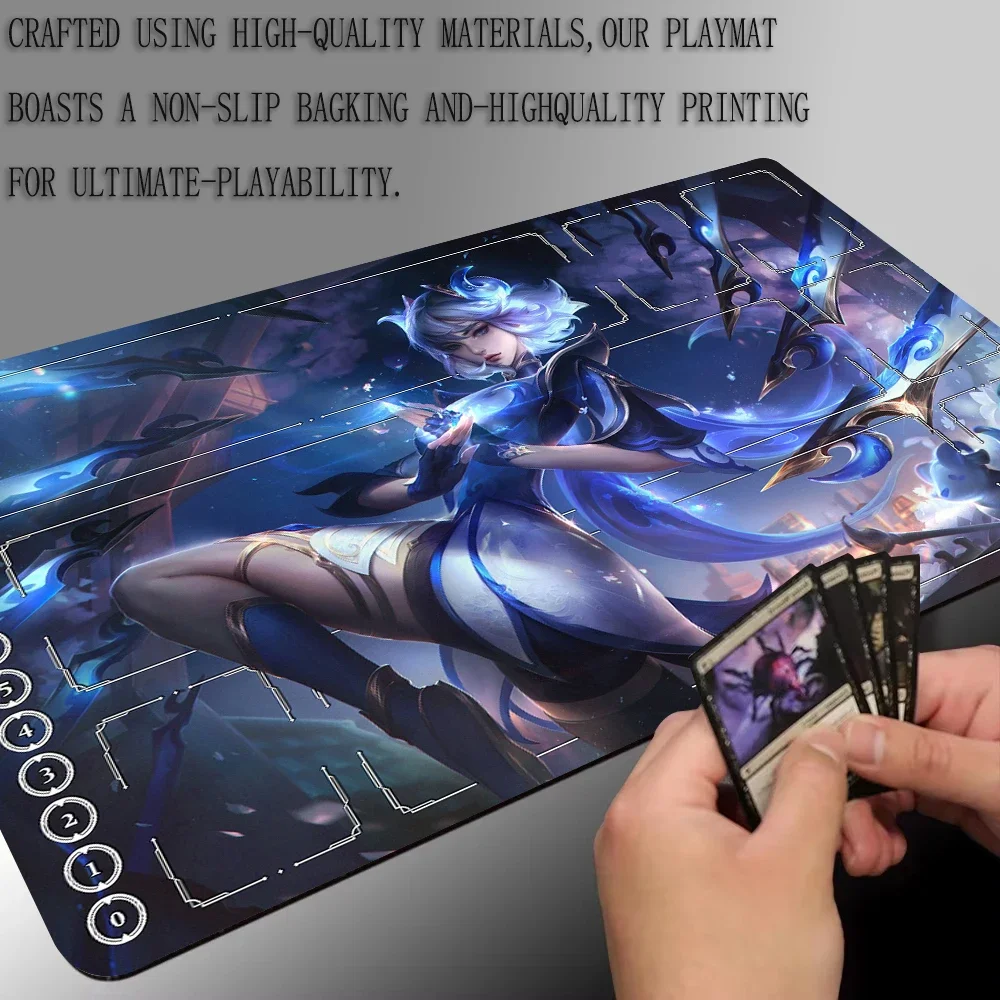 

Playmat LOL Riftbound TCG Card Pad With Zones Ahri Lux 35X60CM Gathering Gaming Mats Non-Slip Stitched Edge gaming desk mat