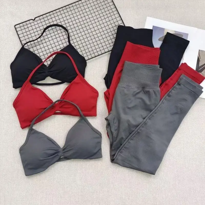 

New Sports Set Two-piece Girls' Resistance Training Yoga Pilates Gym Exercise Cycling Sports Set High-elasticity Seamless Set