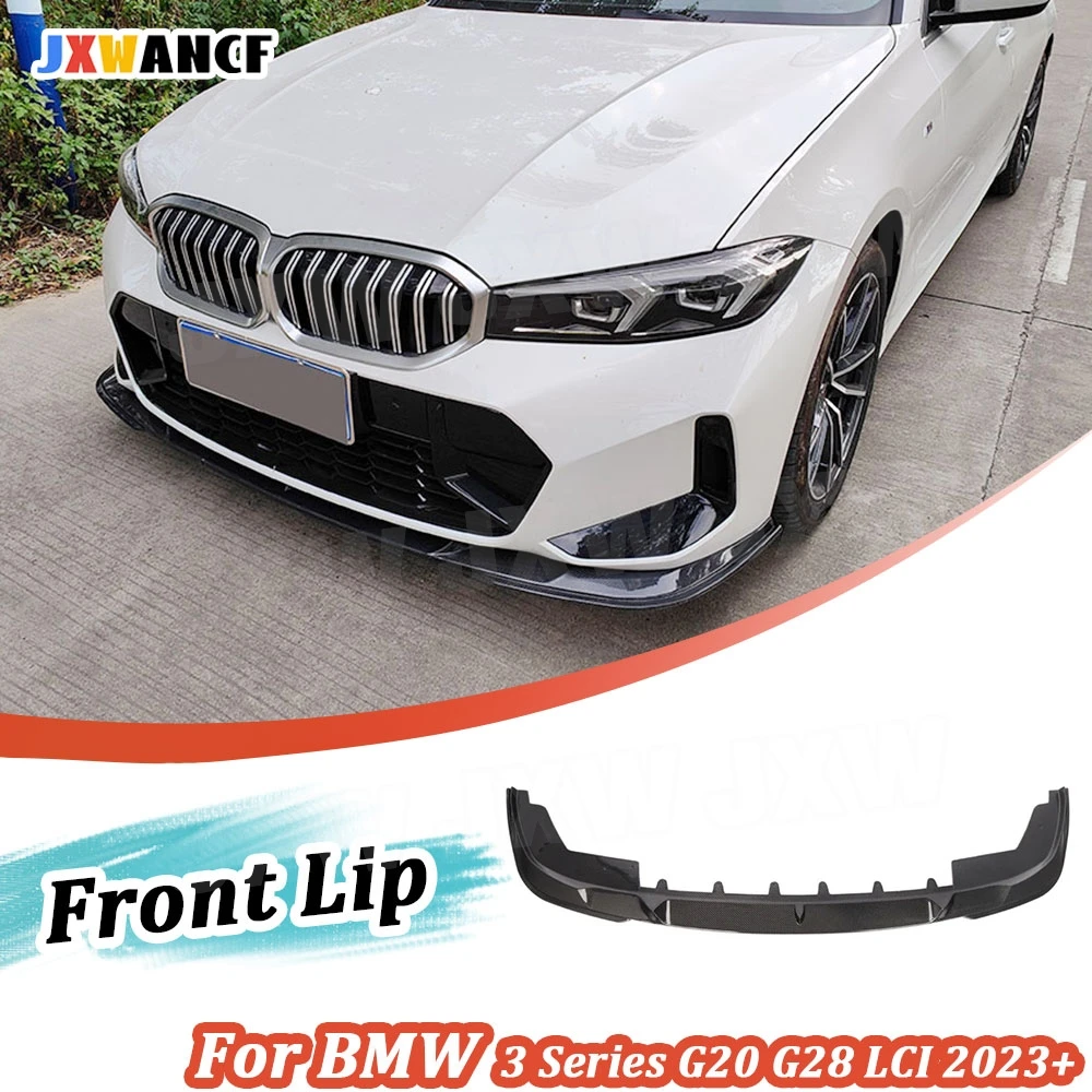 

JXWANCF Carbon Fiber for BMW 3 Series G20 G28 LCI 2023+ Car Front Bumper Lip Spoiler FRP B Style Bumper Canard Lip Splitter