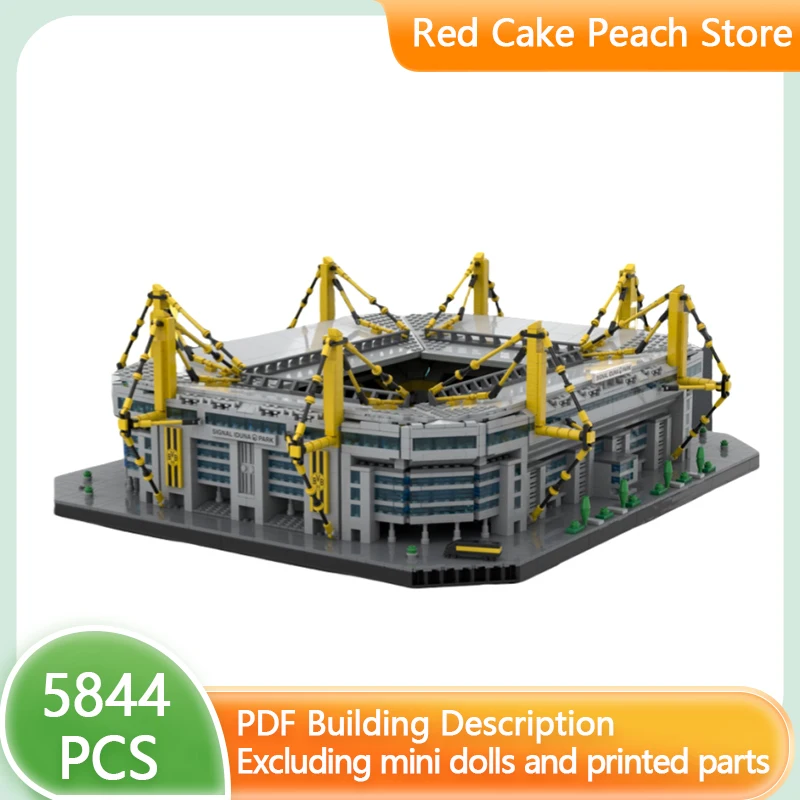 Street View Model MOC Building Bricks 1：500 Football Stadium Modular Technology Gifts Holiday Assemble Children Toys Suit