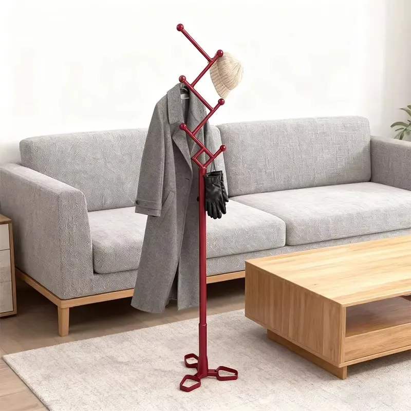 Tree Shaped Titanium Hanger with Multiple Hooks Modern Design Decorative Coat Rack for Living Space