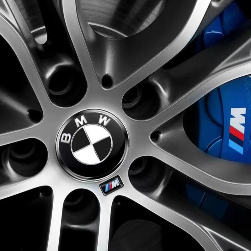 مناسبة لسيارات BMW غطاء محور العجلة 68 مم أزرق أبيض أسود شعار ديكور السيارة غطاء مركزي بلاستيكي 56 مم أسود أبيض