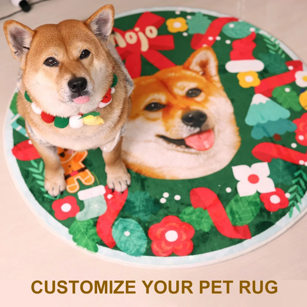 

Personalized Photo DIY Pet Mat Dog Cat Plush Soft Rug Pet Custom Cushion Washable Puppy Picture Floor Mats Memorial Holiday gift