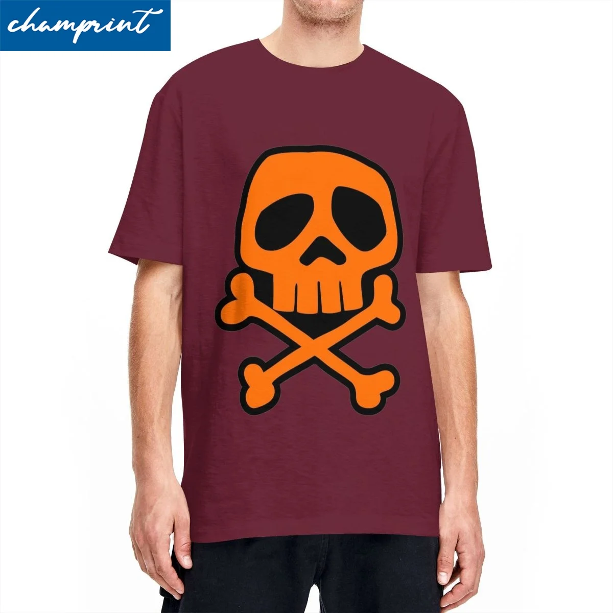 Funny Old School Punk Rock Skull T-Shirt Men 100%Cotton Short Sleeve Captain Harlock Crewneck Top Tee