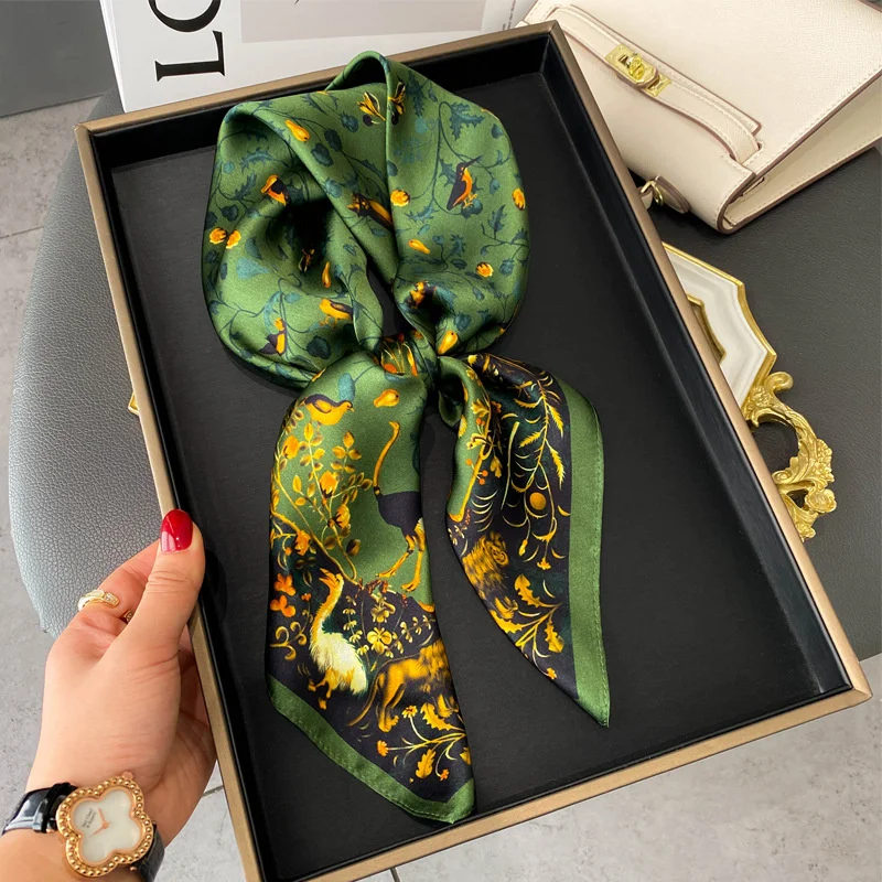 100% Real Silk Scarf New 68CM Natural Shawl Wraps Women Ladies Fashion Scarves Foulard Bandana Square Headband Hijab Pashmina