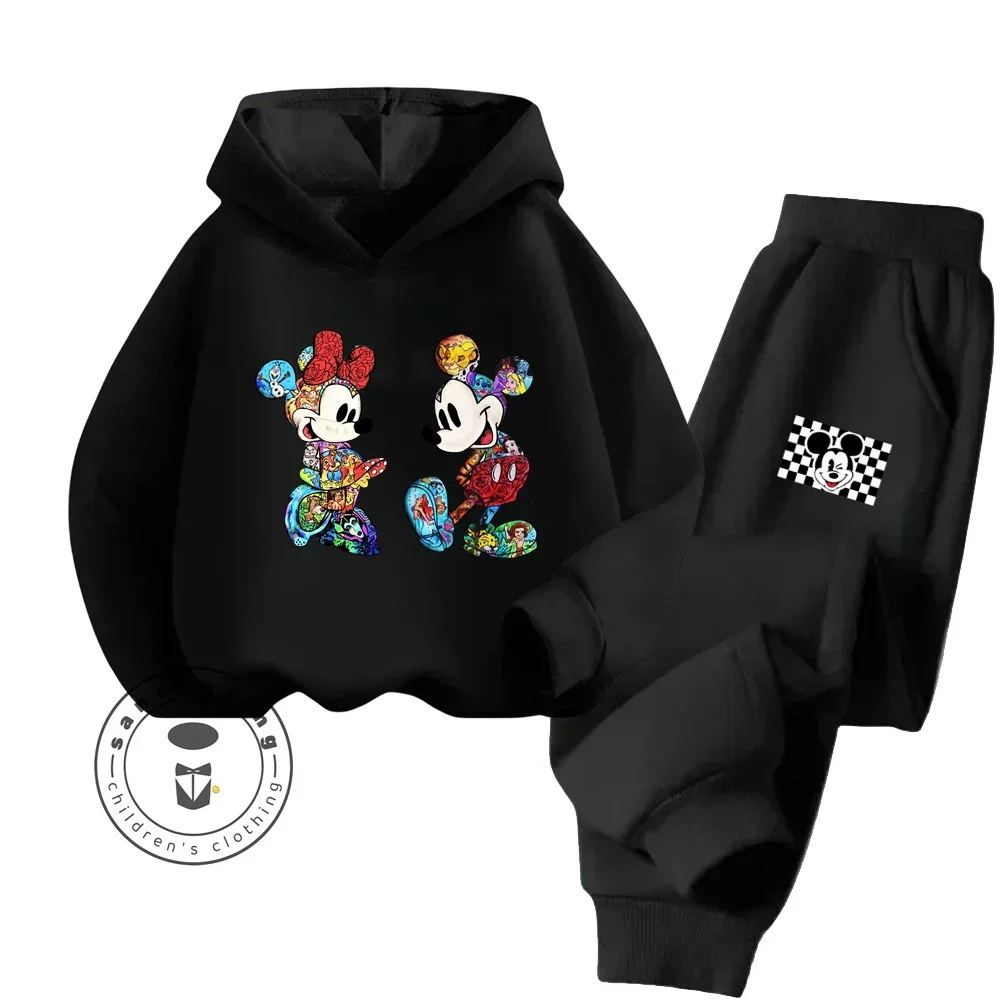 Elastic Long Sleeve Fashionable Tops Lovely Mickey Mouse Disney Pattern Boy Girl Trendy Design Fall Winter Hoodie Tracksuit