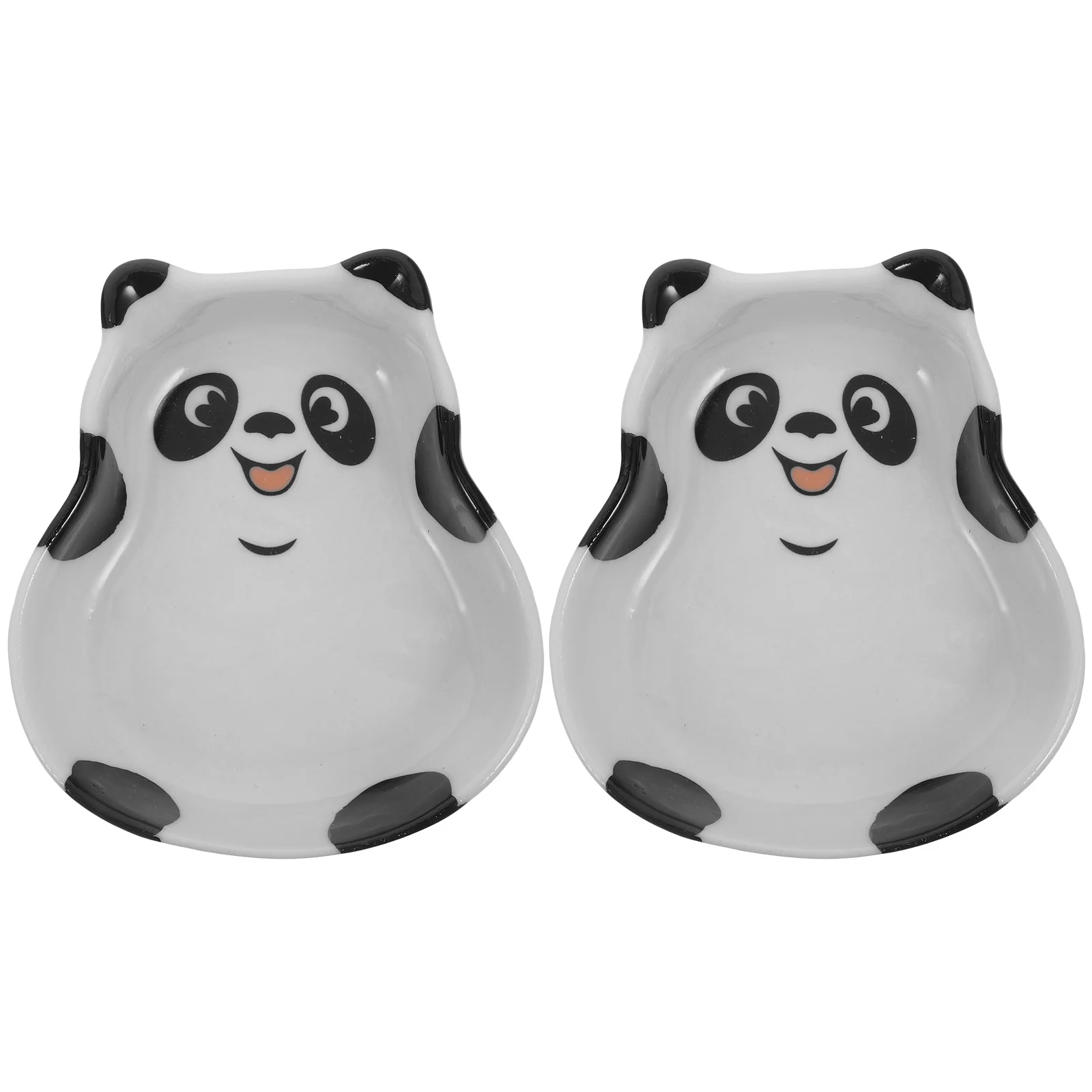 

2Pcs Panda Shaped Ceramic Plates Unique Whimsical Design Seasoning Dishes for Soy Sauce Vinegar Charcuterie Boards Small