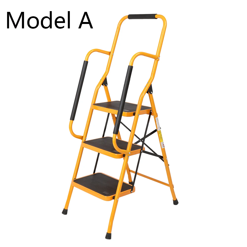 Taburete plegable de 3 escalones, escalera de 3 escalones con Pedal ancho antideslizante y práctico Handgrip-330lbs de hierro resistente