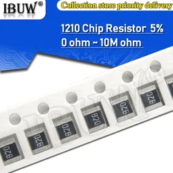 100pcs 1210 5% 1/2W SMD Chip Resistor resistors 0R - 10M 0 10 100 220 470 ohm 0R 10R 100R 220R 470R 1K 2.2K 4.7K 10K 100K 1M 10M