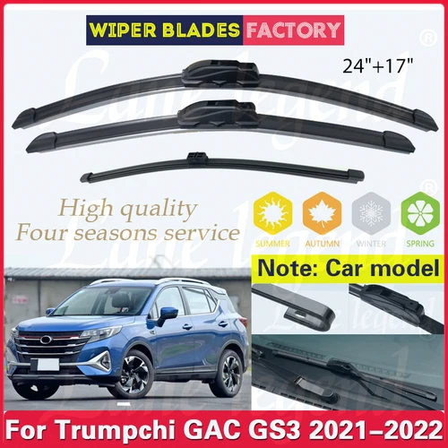 Escobillas de limpiaparabrisas delanteras y traseras para Trumpchi GAC GS3 2021 2022, parabrisas de goma, ventana, cepillo de lluvia, accesorios para coche