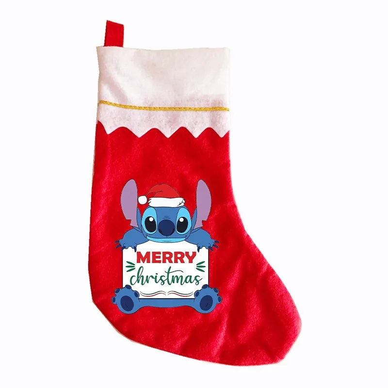 Disney Stitch decoraciones navideñas calcetines de Navidad Kawaii Anime decoración del hogar Navidad árbol colgante fiesta sorpresa festiva bolsa de regalo para niños