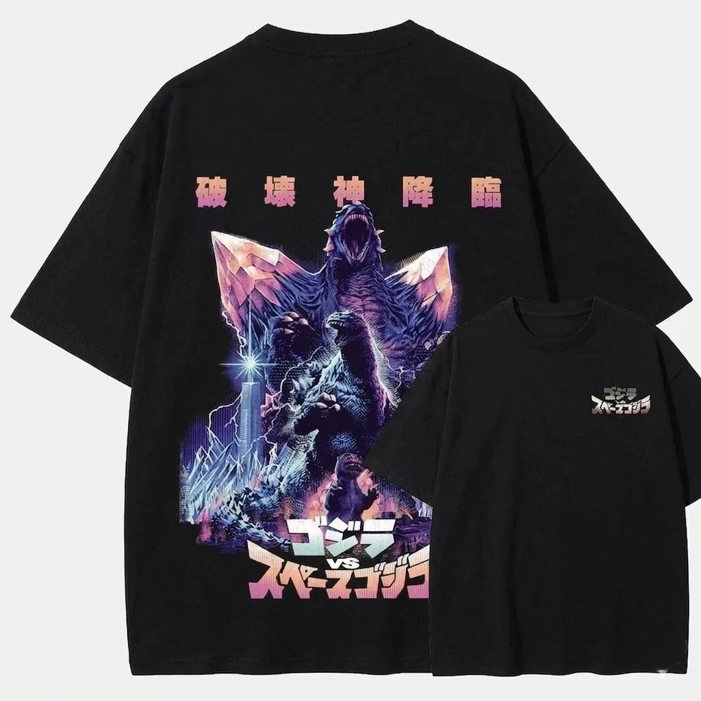 Godzilla Inspired Kaiju Monster Retro Graphic Print T-Shirt Men Women Cotton Oversized Couple Harajuku Casual Streetwear Tops - view 2
