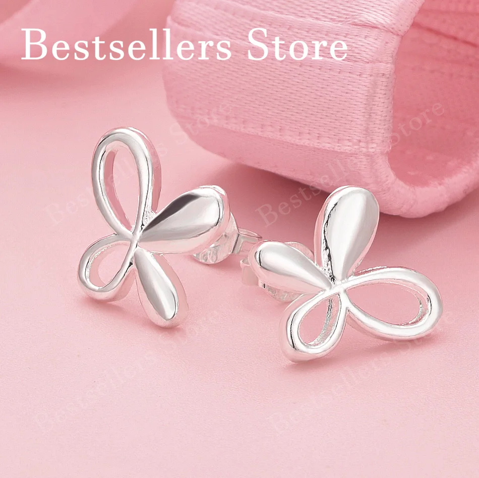 

Elegant 925 Sterling Silver Exquisite Openwork Bow Earrings for Women, Fashionable Wedding Party Gift Jewelry