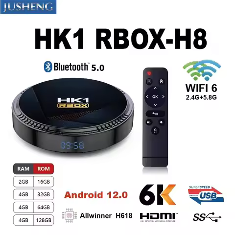 HK1 RBOX H8 Android 12.0 Smart TV Box Wifi 6 6k 2.4g &amp; 5g Bluetooth 5.0 4g16g 32gb 64gb Quad Core Set Top Support Google Player