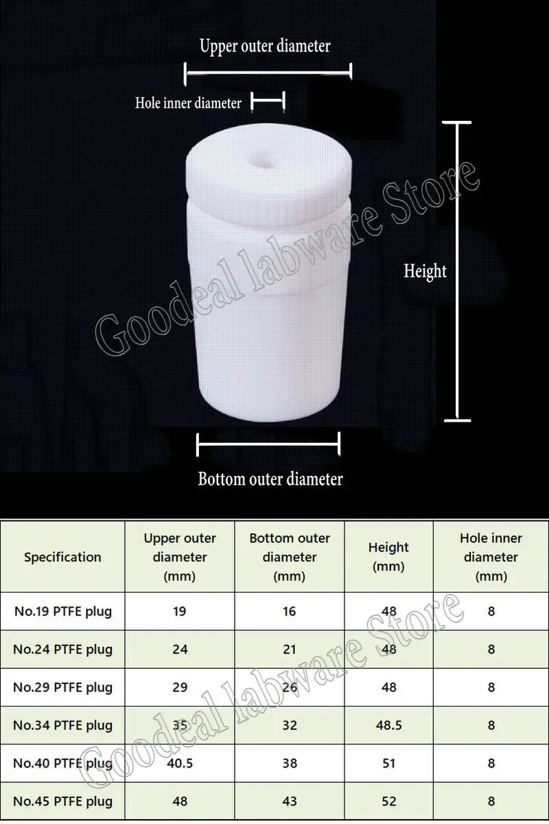 Imagem -06 - Peça 250 300 350 500 mm Frasco de Ptfe de Duas Lâminas pá de Agitação Especial ou Peça No.19 24 29 34 40 45 50 Plugue de Ptfe 1