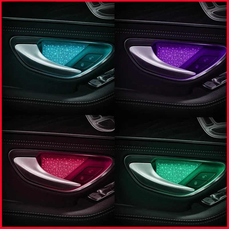 For Mercedes Benz C GLC Class W205  X253  Car Interior Door Bowl Diamond Sticker Ambient Light Modification Accessories