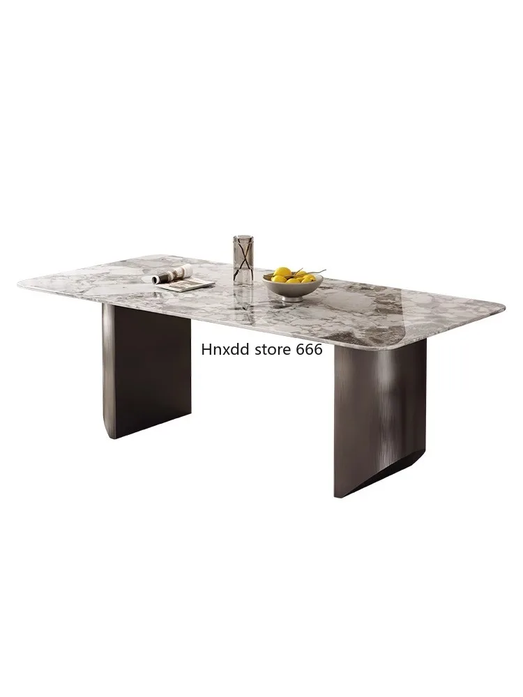 Imported luxury stone dining table, pure natural marble long dining table