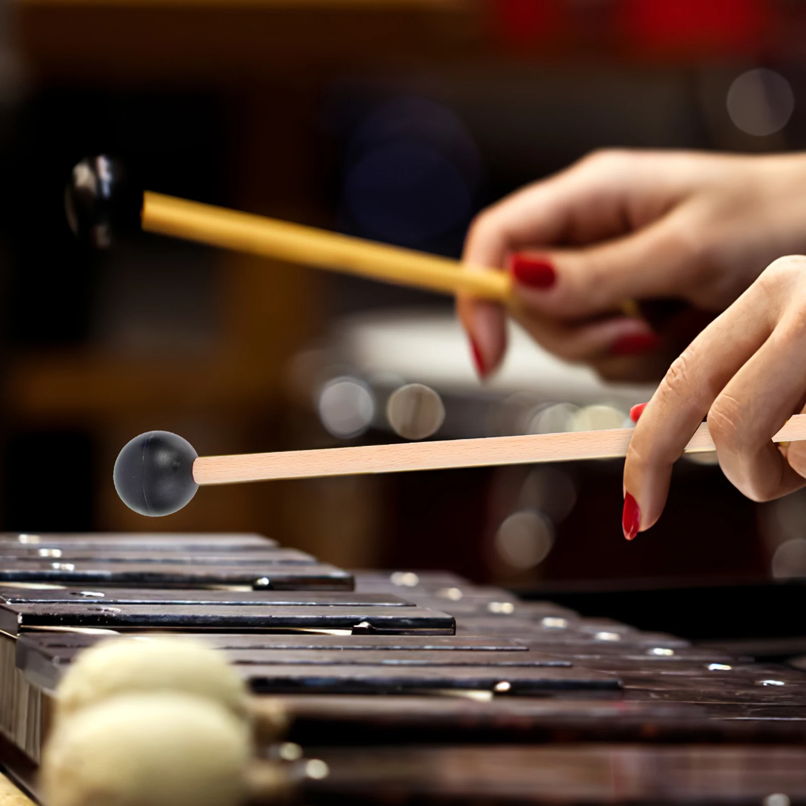 

2 Pairs Excellent Marimba Mallets Smooth Rubber Drumsticks Quality Xylophone Percussion Sticks Musical Instruments