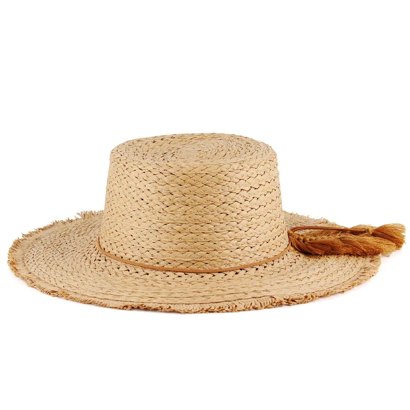 

New Women's Summer Fashion Sun Protection Straw Hat For Outdoor Travel, Casual And Unique Hat With Tassel Edges