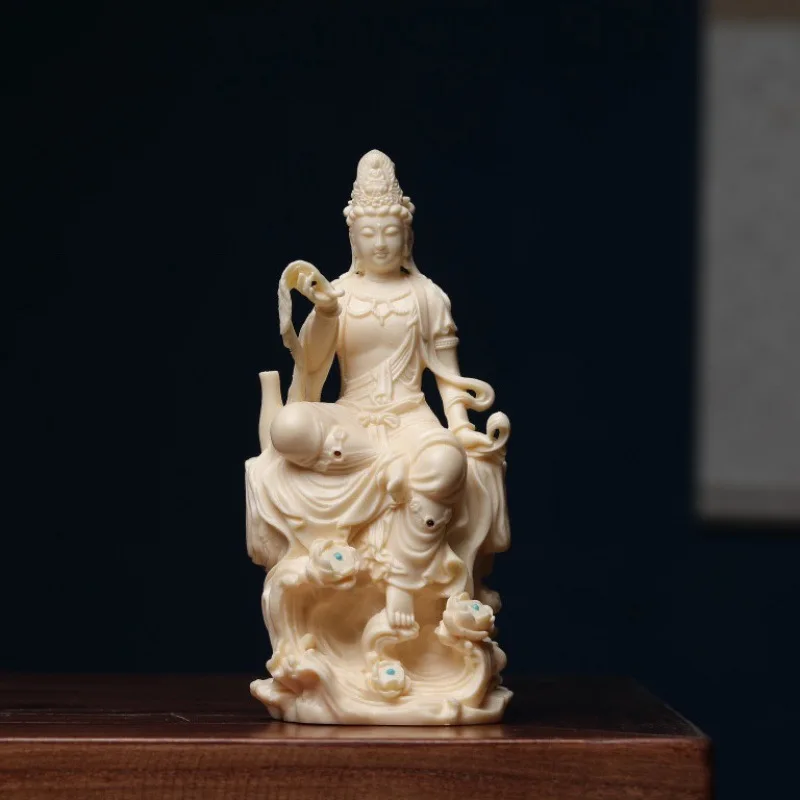 

Factory Direct Supply Ivory Nut Statue Lotus Guanyin Decoration Home Statue Decoration Car Decoration Guanyin Statue Crafts