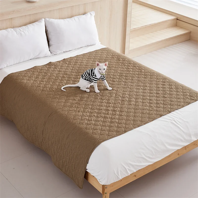 Solid Color Plaid Bedspread Mattress Cover Bed Breathable Kids Pets Mattress Protector Covers Dog Cats Bed Mat Beds Sheet Pad