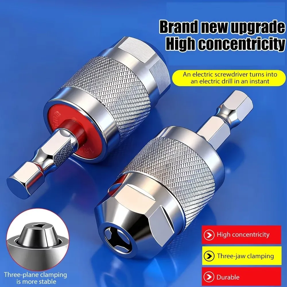 

New Self-Tightening Drill Chuck Adapter Hexagonal Handle 1/4 Inch Quick Change Chuck 1.5-6.5mm Hex Shank 3-Jaw Chuck Home Repair