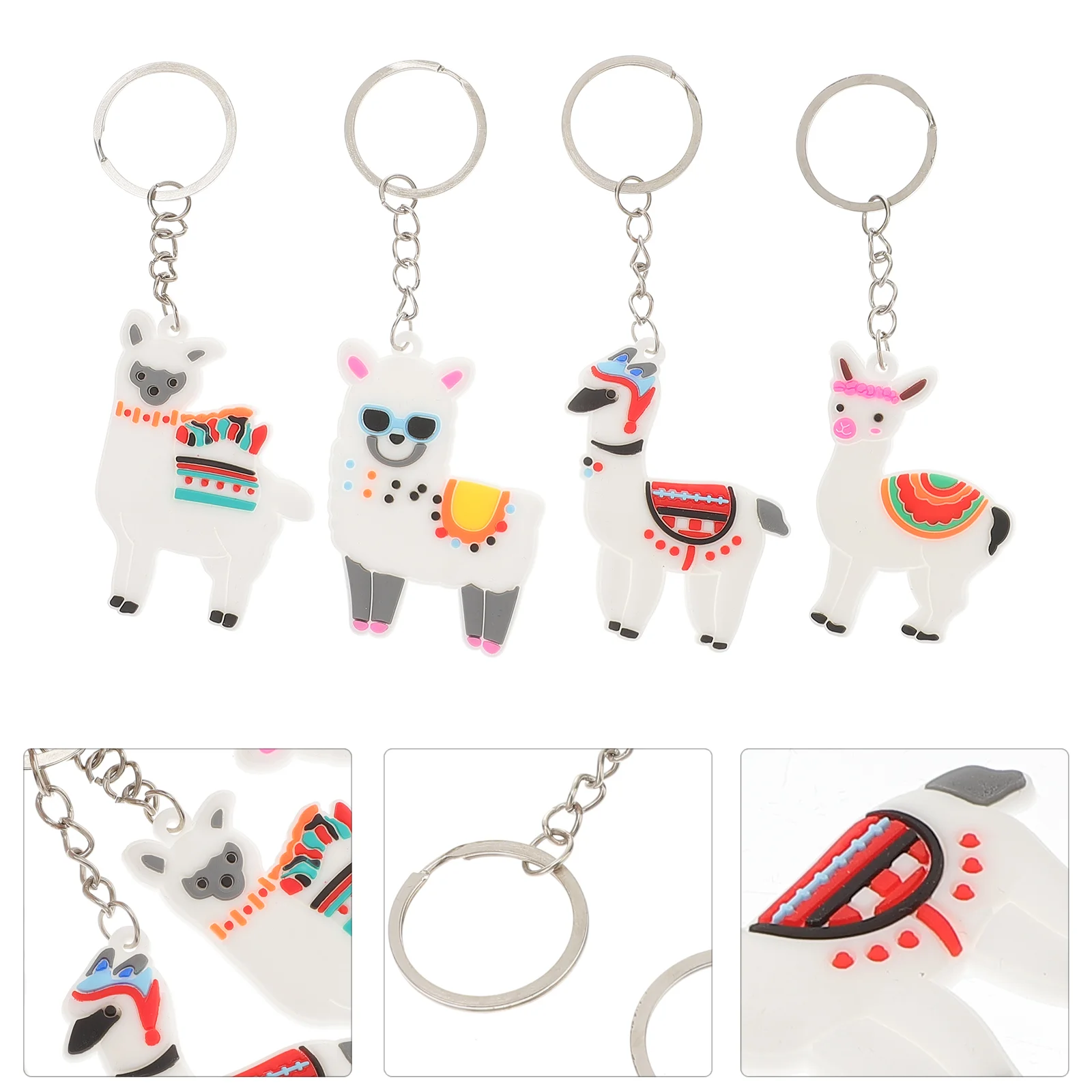 12 Pcs Keychain Decor Ornament Soccer Charm Alpaca Pendant Ring for Car Keys