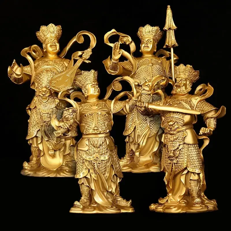 

4pc/set Copper The Four Heavenly Kings Animal Statue Home Buddha Hall Offering Buddha Decor