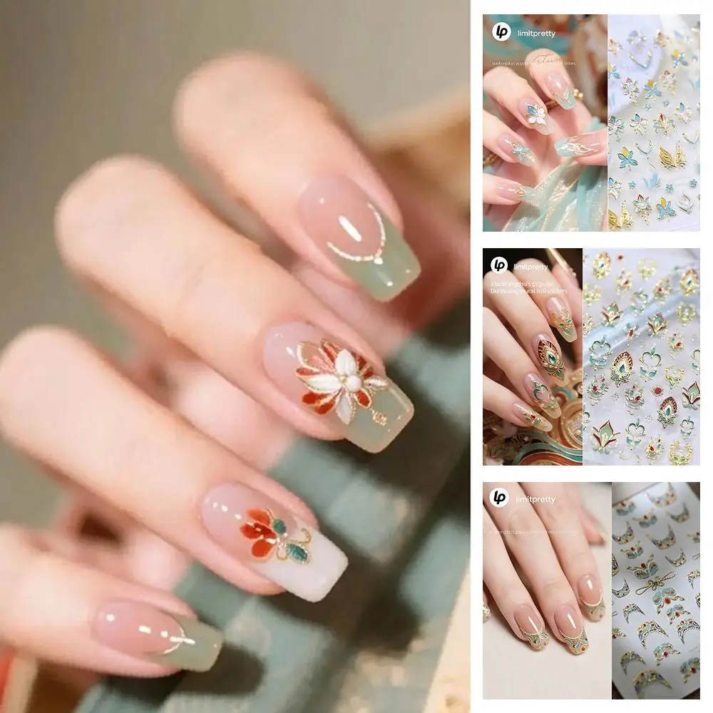 5D Luxurious 5D Nail Stickers Shiny Palace Imitation Gemstone Nail Art Stickers Elegant Design Baroque Design Nail Decals
