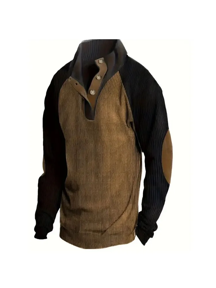 

Plus Size Men's Pullovers Fashion Waffle Corduroy Warm Casual Stand Collar Polo Sweatshirt Autumn/Winter Men's Clothing Hoodies
