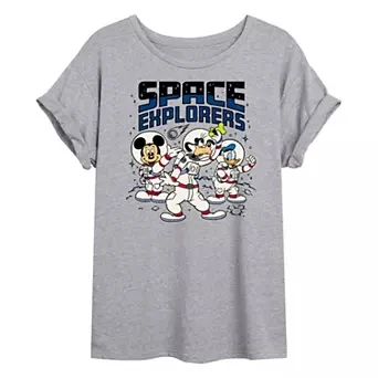 

Disney Space Explorers T Shirt Mickey Donald Goofy Astronaut Print Gray Cotton Short Sleeve Tops for Men Women 2025 Summer