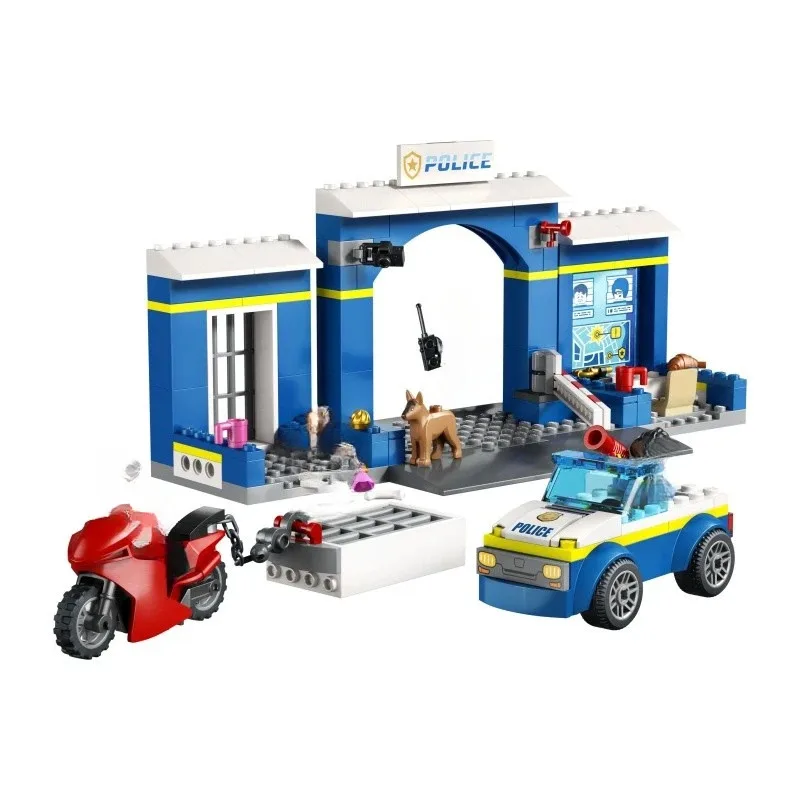 Compatível com a série da cidade departamento de polícia grande caça menino montagem bloco de construção brinquedo presente do dia das crianças cão da polícia