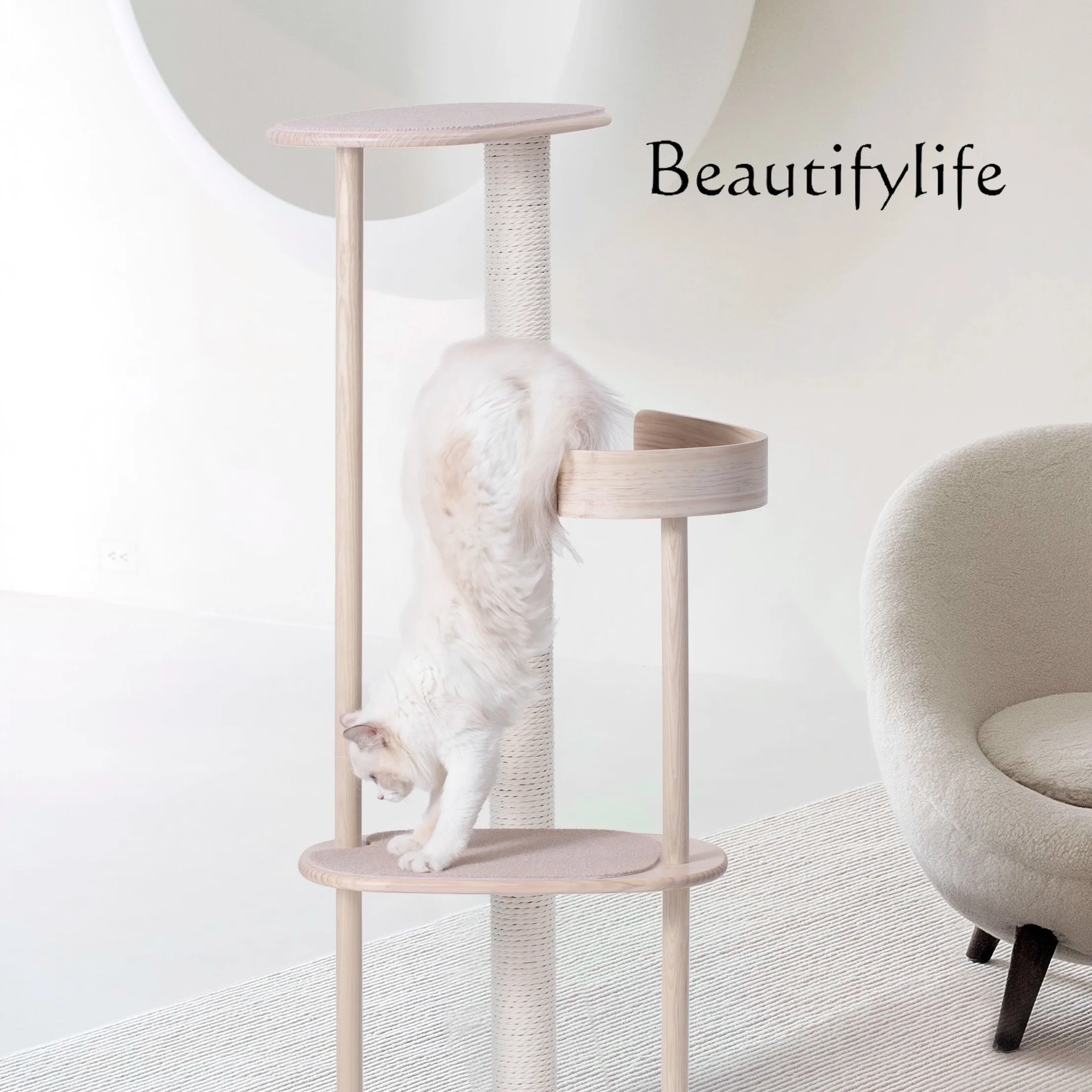 Solid wood cat climbing frame Kitten climbing frame Vertical cat frame Cat column Japanese sisal luxury
