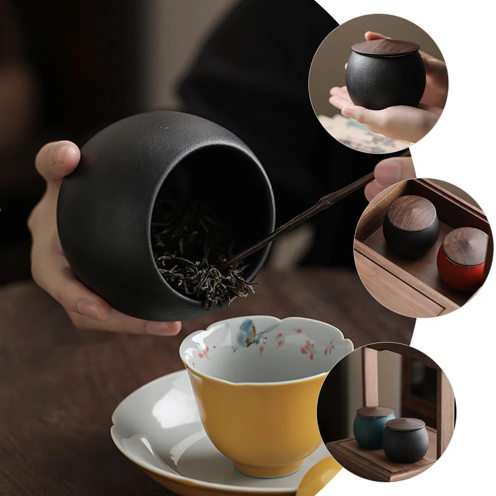 

Ceramic Tea Jar Round Airtight Kitchen Storage Container Food Storage Canister Cookie Jar Tea Canisters