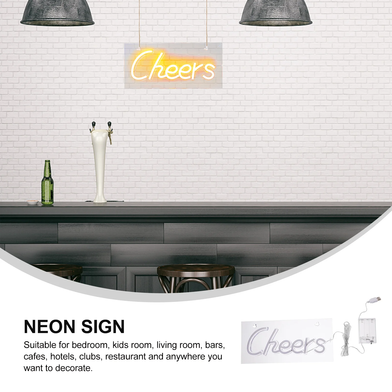 

Cheers Neon Light LED Sign Acrylic Decorative Lamp for Bar Party Home Wall Decor Bedroom Kids Room Cafe Hotel Room