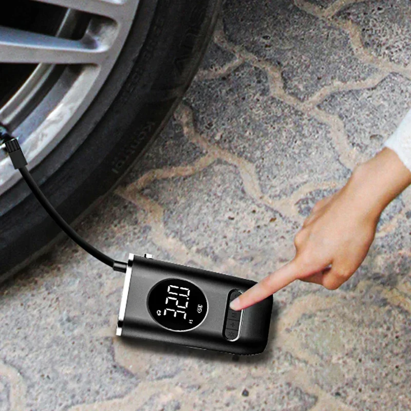 Compact 150PSI Portable Tire Inflator Electric Air Pump with LED Display for Car Motorcycle Bicycle and Ball Emergency Use