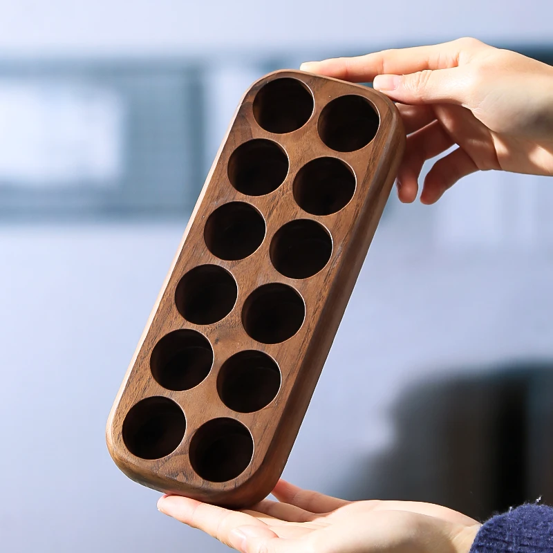 Havmore Wooden Holder 12 Testing Tubes Single Dose Coffee Bean Glass Container Wooden Stand Coffee Beans Storage Tubes