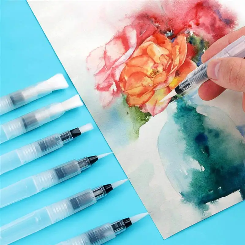 Pinceaux à aquarelle, 9 pièces, stylos de couleurs solubles dans l'eau, pinceaux de peinture