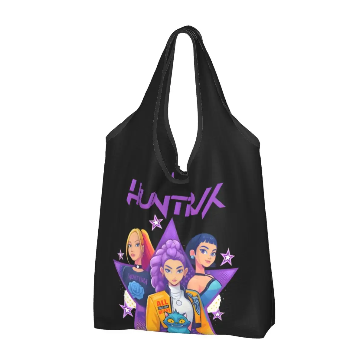 reciclagem-personalizada-kpop-hunter-demons-bolsa-de-compras-feminina-sacola-portatil-huntrix-bolsas-de-compras-de-supermercado