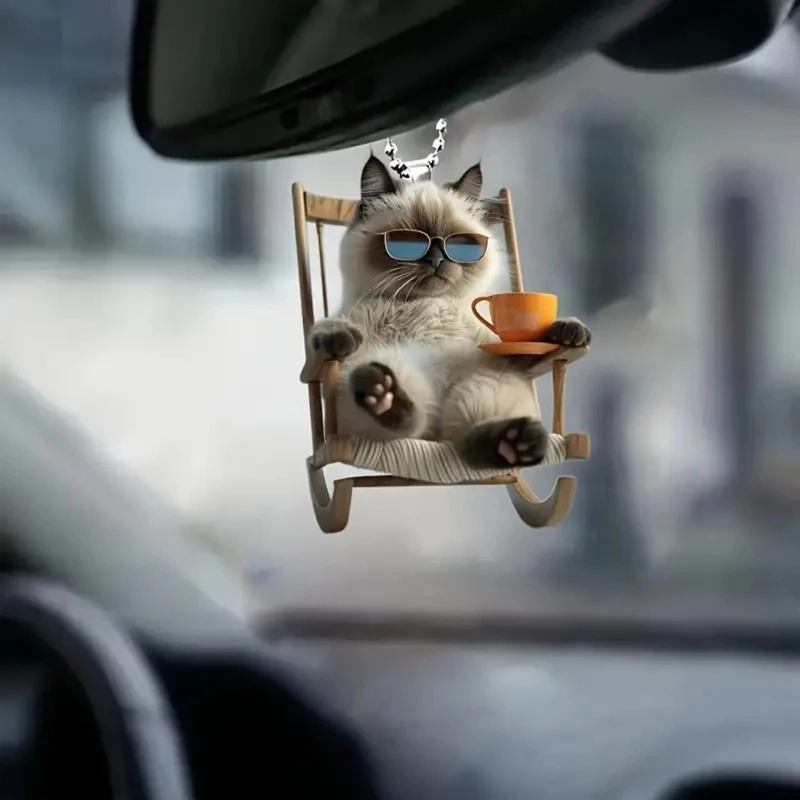 Playful Feline Themed Hanging Ornament Miniature Cats Acrylic Charm Suitable for Automobiles Bags & Room Decors