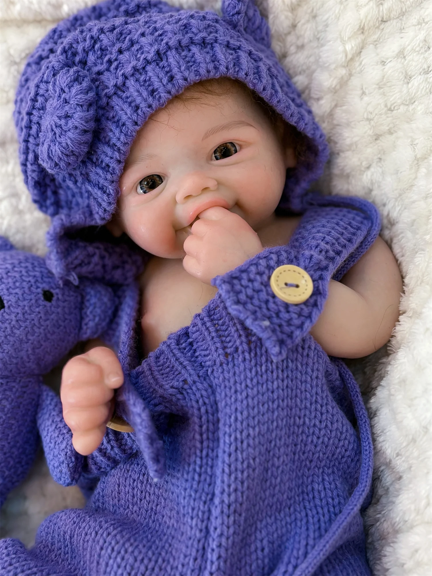 18 インチ缶オープン口素敵なヴィヴィアンシリコーン女の子人形根付き髪手作りソフトタッチ感ベベリボーン人形子供のための