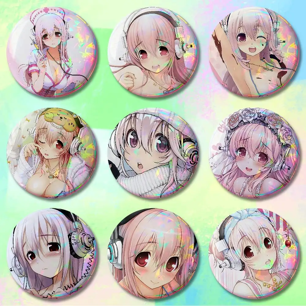 Cute S-Super S-Sonico Pins 58mm Cute Cartoon Badge Handmade Brooches for Backpack Accessories