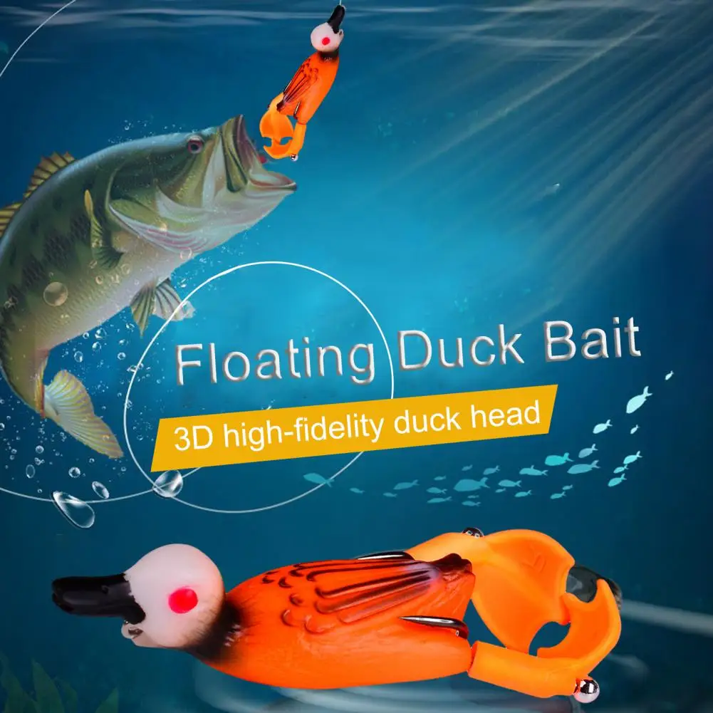 9CM/11.5g 3D Floating Duck Bait Frog Type Lure Silicone Thunder Fishing Lure Soft Bait Artificial Wobbler Angling Bait Frog Lure