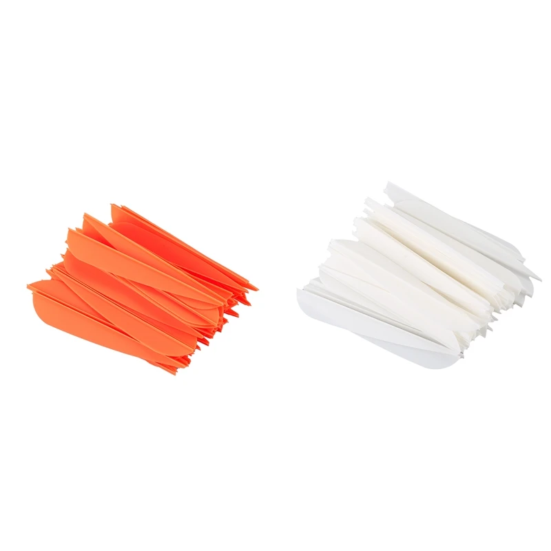 Arrows Vanes 4 Inch Plastic Feather Fletching For DIY Archery Arrows 100Pack(Orange&White)