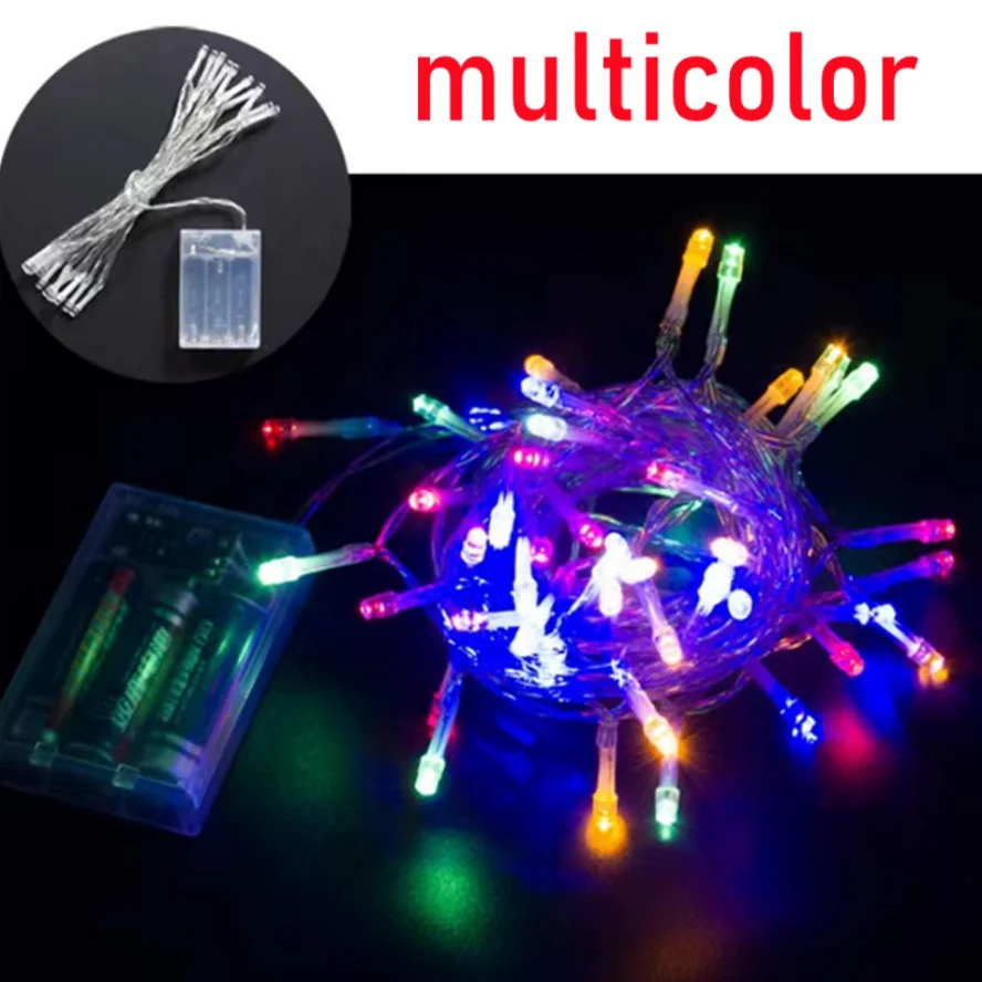 Impermeável LED Fairy String Lights, lâmpada ao ar livre, a pilhas, Natal, aniversário, Home Party Decor, 7 cores