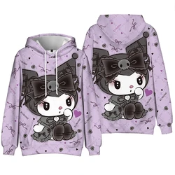 MINISO Girls Anime Cute Kuromi 3d Printed Hoodies Girl Long Sleeve Hooded Sweatshirt Women Lovely Pullover Tops Loose Clothing