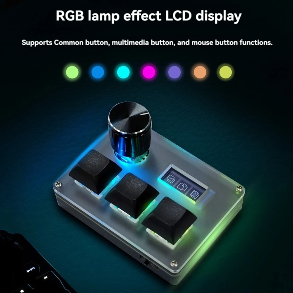 

AB01 3-Key Wired Custom Keyboard Blue Switch OSU Gaming Keyboard with Knob Screen RGB Copy Paste Shotcut Keyboard