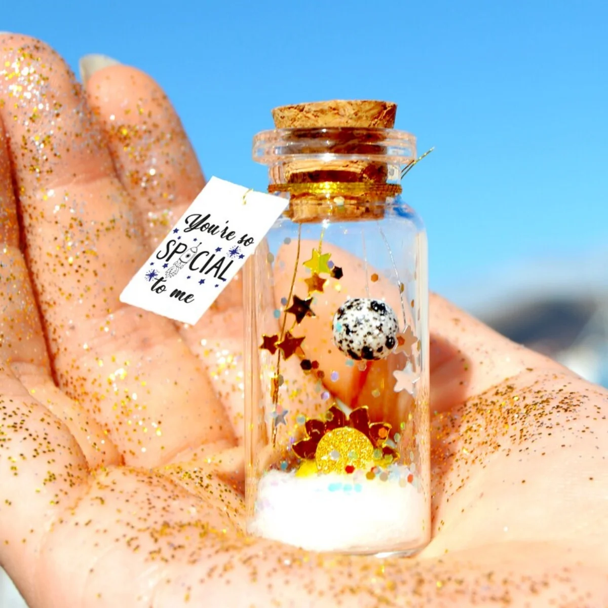 Regalo personalizado, regalo de mejor amigo, mensaje en una botella, universo, sol, regalo de vidrio, regalo personalizado para él, regalo para ella, Lo
